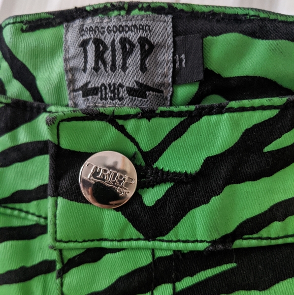 Tripp NYC Neon Green Zebra Print Pants - Picture 4 of 9